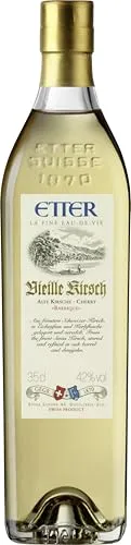 Etter Vieille Kirsch Alte Kirsche Barrique - Kirschwasser aus der Schweiz, hergestellt aus handverlesenen Kirschen und gereift in Barriquefässern für ein unvergleichliches Aroma - ideal als Digestif.