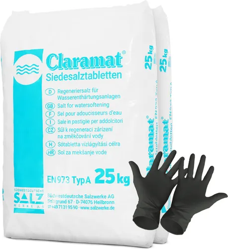 Claramat® Siedesalztabletten 50kg - Weiches Wasser für Ihr Zuhause - Sonstiges Poolzubehör, sorgt für spürbar weicheres Wasser und verlängert die Lebensdauer Ihrer Geräte, ideal für Wasserenthärtungsanlagen
