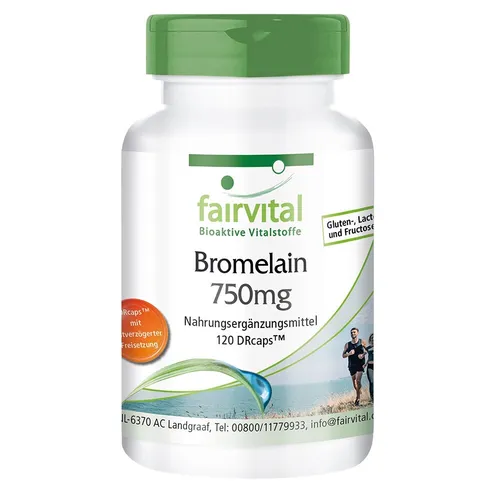 Bromelain 750 mg 120 Kapseln, 1800 F.I.P. magensaftresistent - VEGAN | fairvital