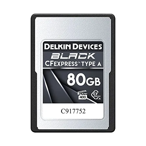 Delkin BLACK 80GB CFexpress Typ A - CFexpress Typ A Speicherkarte mit 80GB, ideal für professionelle Digitalkameras und schnelle Datenübertragungen.