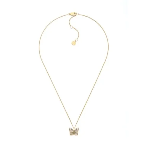 FOSSIL Damen Edelstahl Schmetterlings-Anhänger Halskette - Ketten für Damen, elegante goldene Edelstahlkette mit sicherem Karabinerverschluss, perfektes Accessoire für jeden Anlass.