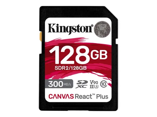 Kingston Canvas React Plus - 128GB Flash-Speicherkarte, Video Class V90 UHS-II für 4K-Videos und schnelle Übertragungen