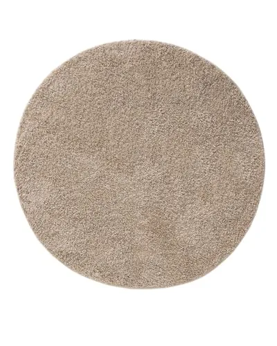 benuta Basic Hochflorteppich Soho - beige ø 80 cm rund - Kuschelig Weicher Teppich im Minimalistischen Look - Pflegeleicht - Fußbodenheizung Geeignet