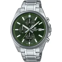CASIO EDIFICE Herrenuhr EFV-610D-3CVUEF - Stilvoller Chronograph in Silber/Grün - Chronograph mit präzisem Quarzwerk, 100m wasserdicht und Neobrite-Beleuchtung für optimale Ablesbarkeit in Dunkelheit.