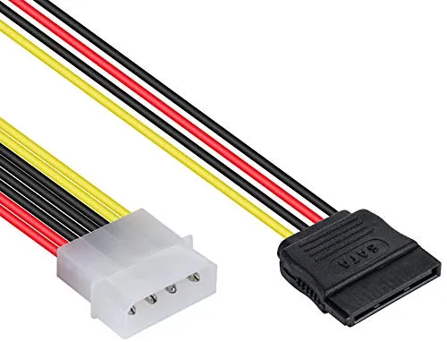 POPPSTAR 10 cm Sata 3 Strom-Adapter-Kabel (Stromkabel Anschlusskabel 4-pin Molex Stecker auf 15-pin Sata Buchse)
