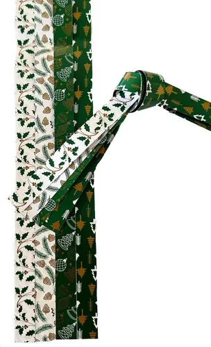 Fröbelsterne, Papierstreifen grün/ weiß/ gold gelackt, 48 Streifen, 15mm x 450mm