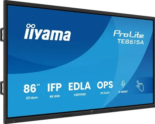 Iiyama ProLite TE8615A-B1AG 86 Zoll Interaktives LCD-Display - Monitore mit 4K UHD Auflösung, Touchscreen Multitouch und 8-Mikrofon-Array für beeindruckende Präsentationen und interaktive Anwendungen.