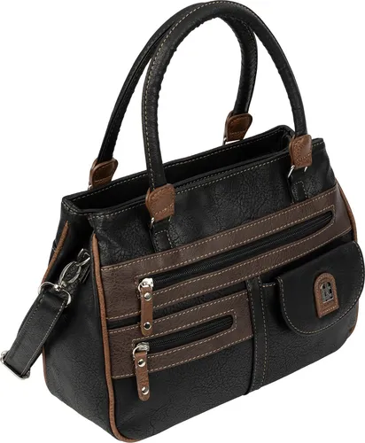 EAAKIE Damen Schultertasche Henkeltasche in Schwarz-Braun - Umhängetasche aus hochwertigem, wasserabweisendem Kunstleder mit zwei großen Hauptfächern, ideal für Freizeit, Schule und Reisen. Maximaler Tragekomfort dank verstellbarem Gurt.