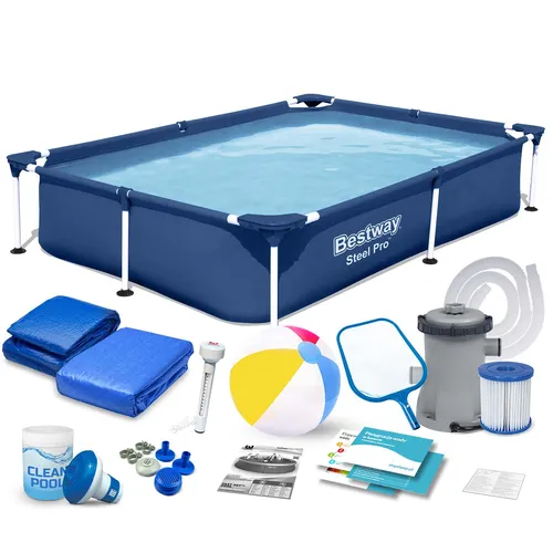 Bestway Rechteckiger Rahmenpool 221x150x43 cm 16-in-1