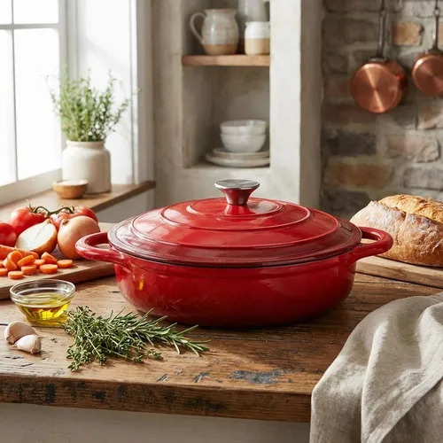 Casativo Gusseisen Topf mit Deckel 28cm Rot