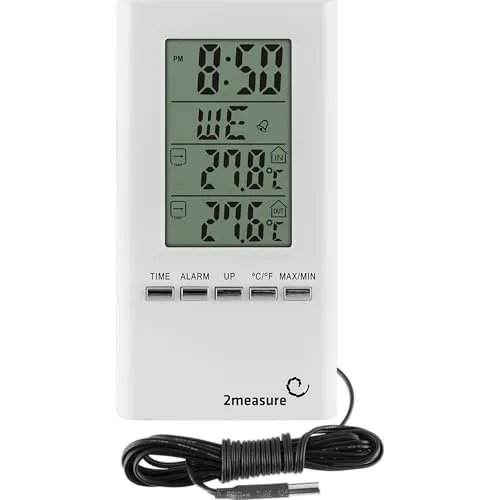 BROWIN® Elektronische Wetterstation mit Außensensor – Präzise Temperatur- und Luftfeuchtigkeitsanzeige für innen und außen, stilvolles Weiß
