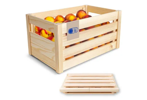 Creative Deco Faltbare Holzkiste – Klappkiste für einfache Montage - Kisten mit Schlitzen, praktische 46 x 29,5 x 23,5 cm Größe, ideal für vielseitige Aufbewahrungslösungen.