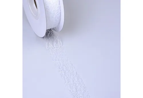 Deko AS Tischläufer Spiderweb Dekoband - 3cm weiß - Rolle 25m - 67 001-R 30 (1-tlg, 1 Rolle Tischläufer), Strapazierfähig