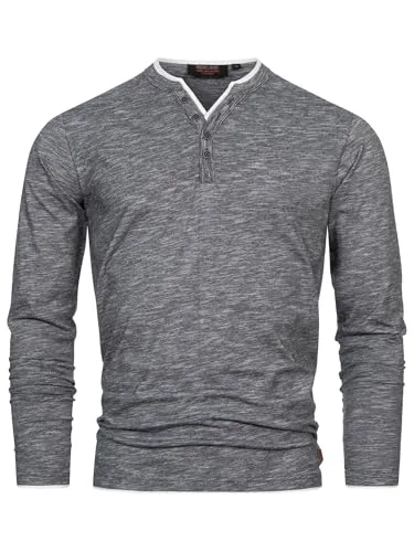 Indicode Herren INColeson Langarmshirt aus 100% Baumwolle | Langarm Longsleeve Shirt Männer Black, S