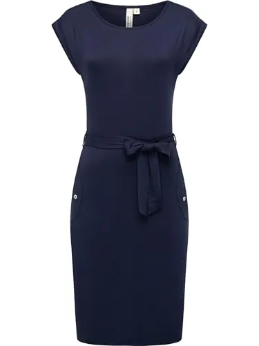 Ragwear Damen Sommerkleid Kurzarm Midikleid mit Stoffgürtel Taggien YOUMODO Midnight Gr. XS