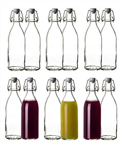 BigDean 12x Glasflaschen mit Bügelverschluss 500ml - Ideal zum Einmachen und Befüllen - Glasbehälter & Töpfe, hochwertige Bügelflaschen aus stabilem Glas Made in Germany, spülmaschinenfest und perfekt für Liköre, Säfte oder Wasser.
