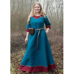 Battle-Merchant Mittelalter Kleid Damen Gesine lang | Wikinger Kostüm mit Taschen - Freizeitkleid für Damen, aus schwerem Canvas-Stoff, ideal für Mittelaltermärkte, mit praktischen Eingriffstaschen für zusätzlichen Komfort.