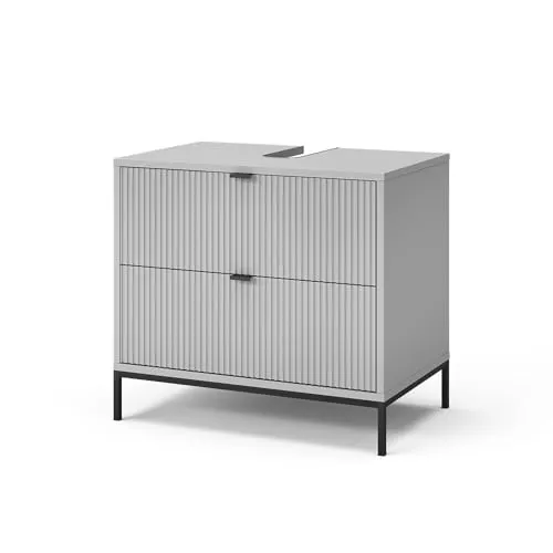 Vicco Waschbeckenunterschrank Eliza, Grau, 70 x 63 cm mit 2 ausziehbaren Schubladen