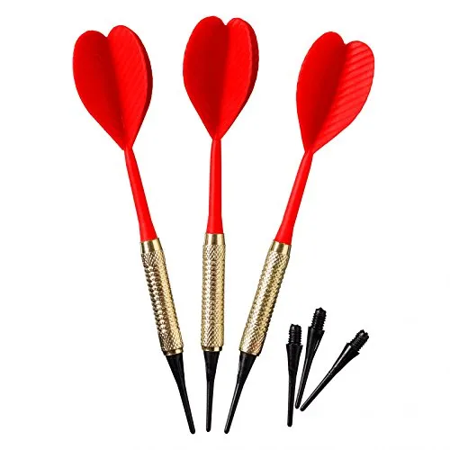 BEST SPORTING Safety Dartpfeile, 3 Stück à 7 g, Messing, unterschiedliche Farben, Farbe:rot