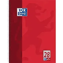 OXFORD Notizbuch DIN A4+ Kariert Spiralbindung Pappe Rot Perforiert 160 Seiten