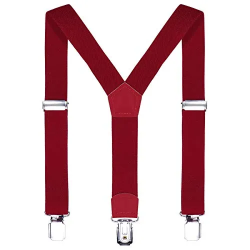 DonDon Kinder Hosenträger dunkelrot 2 cm schmal längenverstellbar für eine Körpergröße von 80 cm bis 110 cm bzw. 1-5 Jahre