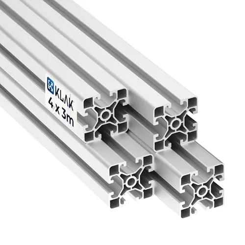 KLAK 40 Aluprofil 4 Stück 40x40mm light 3m - Hochwertiges Aluminium-Montageprofil, ideal für Konstruktionen. 4 Stück á 3m (insgesamt 12m) für vielseitige Anwendungen. Robust und leicht, perfekt für Ihre Projekte.