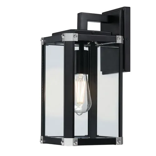 Westinghouse Außen-Wandleuchte Glendora, E27 - Stilvolle Außenbeleuchtung - Lampen für Außenbereiche, IP44 Spritzwasserschutz und elegantes Design in mattem Schwarz mit Antik-Zinn-Akzenten.