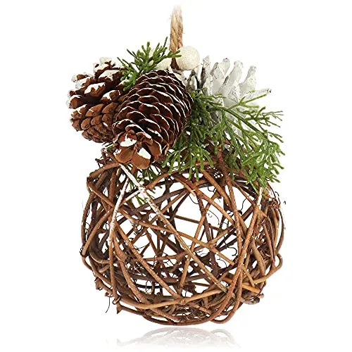 com-four® Hänger-Kugel für die Weihnachtsdeko - Christbaumhänger für winterliche Gestaltung - handgemachter Raumschmuck zum Dekorieren - Hängedekoration für Fenster und Tür (1 Stück - Kugel)