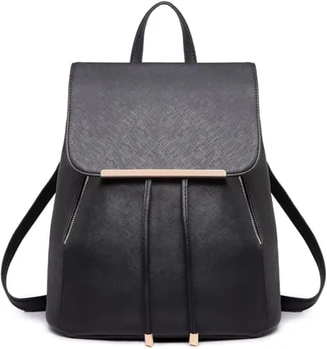 Miss Lulu Rucksack Damen Kunstleder Rucksack Damen Elegant Rolltop Rucksack Damen Tunnelzug-Design Cityrucksack Tasche Schulrucksäcke
