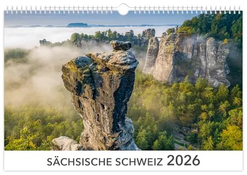 Kalender Sächsische Schweiz 2026 | 45 x 30 cm | weißes Kalendarium