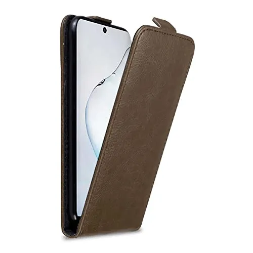 Cadorabo Hülle kompatibel mit Samsung Galaxy Note 10 Flip Design aus Premium Kunst Leder Flip Klappbare Stoßfeste Magnetische Cover Hülle für Galaxy Note 10 Tasche in Braun
