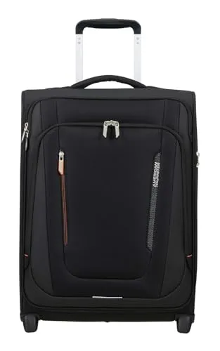 American Tourister Trolley Wanderlite Upright TSA Shadow Black 55 cm - Stylischer und leichter Trolley mit zwei leisen Rollen und praktischem TSA-Zahlenschloss. Ideal für Kurzreisen dank optimalem Stauraum und kompakten Maßen.