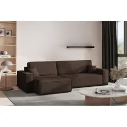Kaiser Möbel Ecksofa mit schlaffunktion und bettkasten BEST XL, stoff Poso Dicker Cord, Braun, Links - Braun