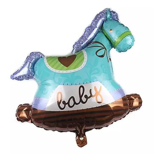 Folienballon Baby Boy, Schaukelpferd, ca. 75 x 68 cm - Party Luftballon Deko Dekoration Kindergeburtstag Helium Heliumballon XXL Ballon Geburt Geburtstag Baby Girl boy Mädchen Junge Babyparty