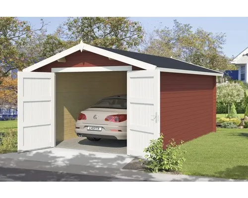 Einzelgarage Outdoor Life Mauritius mit Holztor - Gartenhäuser, Geräteschuppen & Carports - Robuste Holzgarage mit Satteldach und Fußboden, ideal für den Schutz Ihrer Fahrzeuge.