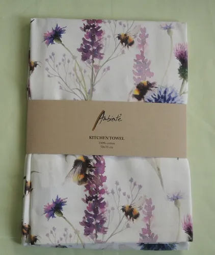 Ambiente HUMMEL Blumen Geschirrhandtuch Küche Geschirrtuch 100 % Bienen Blüten