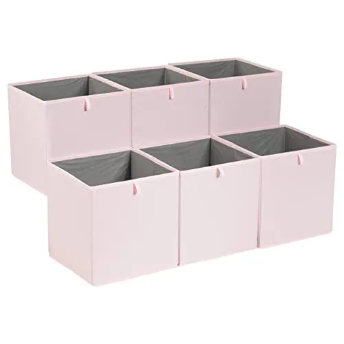 Amazon Basics Zusammenklappbare Aufbewahrungswürfel aus Stoff, 33 x 38 x 33 cm, Peony Pink, 6er-Pack
