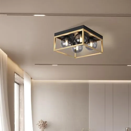 lux.pro Deckenleuchte Widnes 4-flammig - Moderne Deckenlampe mit 4 G9 Fassungen, elegantes Schwarz/Gold-Design, ideal für Wohnzimmer und Esstisch, sorgt für eine einladende Atmosphäre.