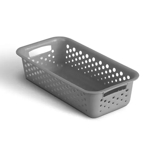 Aufbewahrungskorb 0,7L mit Griffen - BPA-Frei - Organizer (20 x 10 x 5 cm/Anthrazit) - Körbchen für Bad Küche Schlafzimmer, Haushaltskorb
