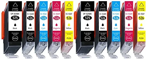 10er Multipack kompatibel für PGI-525 CLI-526 Druckerpatronen Canon Pixma IP4800 IP4850 IP4900 IP4950 MG5150 MG5250 MG6150 MX895