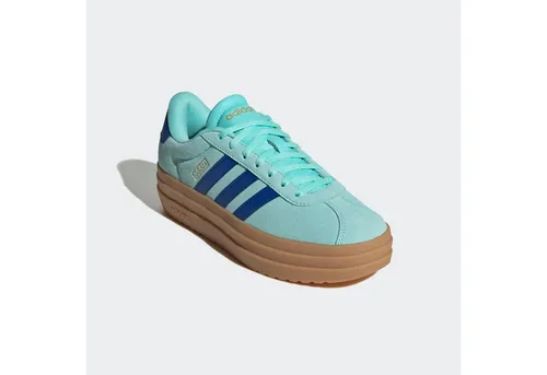adidas Damen VL Court Bold Shoes - Flash Aqua/Royal Blue/Gold Metallic, 40 EU - Damen-Sneaker mit hochwertigem Obermaterial aus Leder, ideal für stilvolle Outfits und optimalen Tragekomfort.