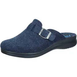 Fly Flot Damen Hausschuh Filz Pantoffel mit Riemen und Schnalle, Größe 38, Blau - Nachhaltiger Hausschuh aus recyceltem PET-Filz, leicht und rutschfest für optimalen Komfort. Perfekt für gemütliche Momente zu Hause und umweltbewusste Entscheidungen.