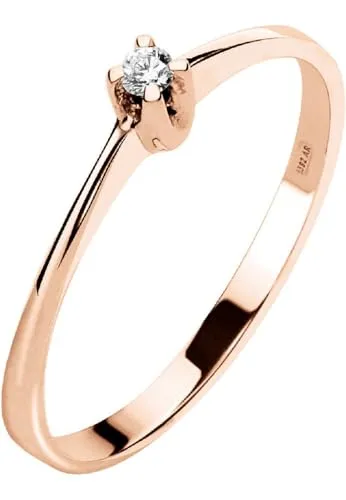 CHRIST Damen-Damenring 375er Roségold Diamant 52, Roségold 32030139