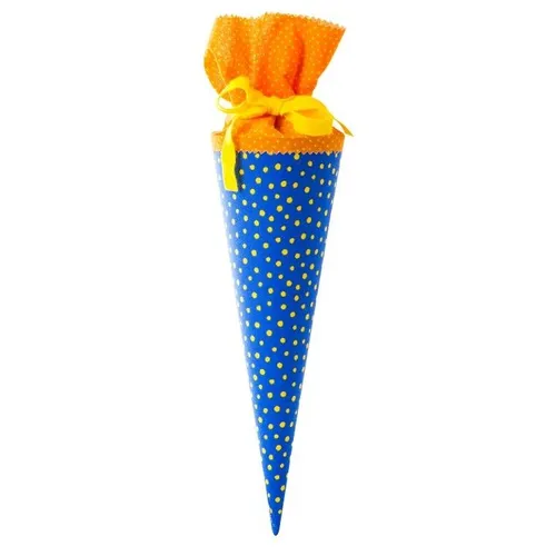 SCHULTÜTE STOFF-SCHULTÜTE BLAU GELB 35 CM RUND VON GOLDBUCH NEU