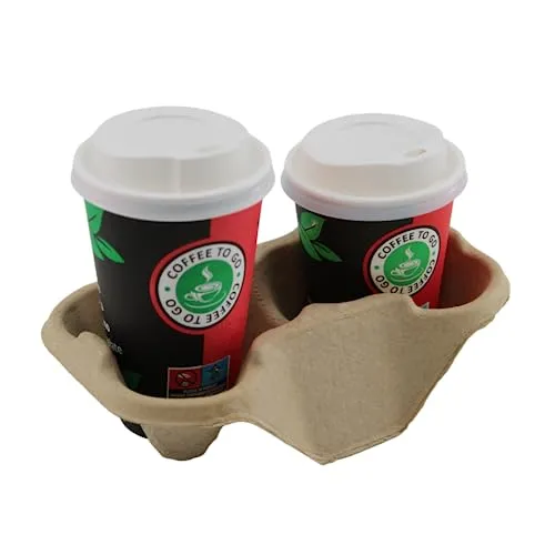 Enpack 2er Kaffebecherhalter to go aus Pappe - Becherhalter für unterwegs - Cup Holder/Mug Holder - Kaffee Zubehör - Getränkehalter und Tragehilfe - Becher Halter (125 Stück / 2 Fächer)