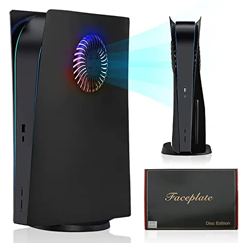 Sternstunde PS5 Faceplate Cooling Version für PlayStation 5 Disc Edition - Harte stoßfeste Abdeckung - PS5 Ersatz Seitenplatte -PlayStation 5 Zubehör - Schwarz