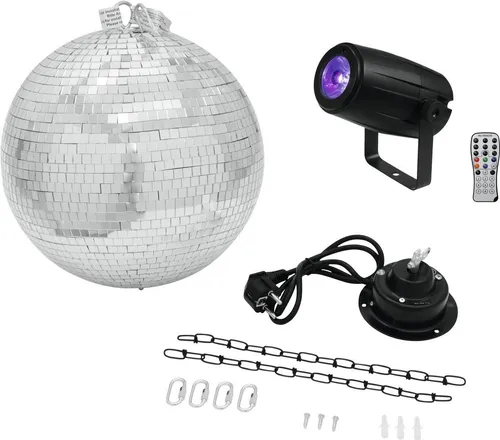 Eurolite LED Discokugel-Set mit Motor 30cm - Licht & Bühne - Beeindruckende LED-Beleuchtung für Partys, mit motorisiertem Design für dynamische Effekte und stimmungsvolle Atmosphäre.