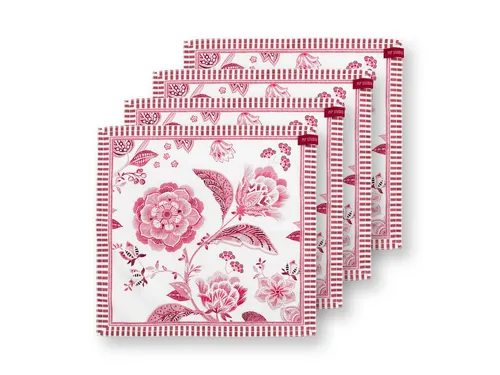 PiP Studio Papierserviette Royal Regal Flower Red Servietten 40x40cm Set4