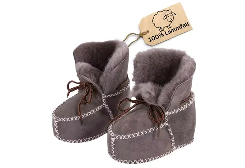 LIRA Deko Babyschuhe Lammfell Krabbelschuhe Winter Herbst bis 1 Jahr UNISEX Babystiefel (Babylammfellschuhe - Wärmend & atmungsaktiv) aus echtem Leder, Innenfutter: echte Schafwolle