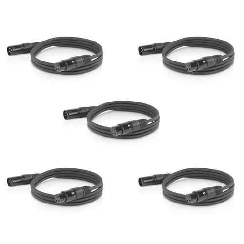 5x Mikrofonkabel Audio Kabel XLR 3m schwarz Verbindungskabel Musikkabel 3-Pin